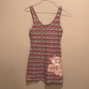 4/$25 Lulumari Striped Embroidered Cotton dress S